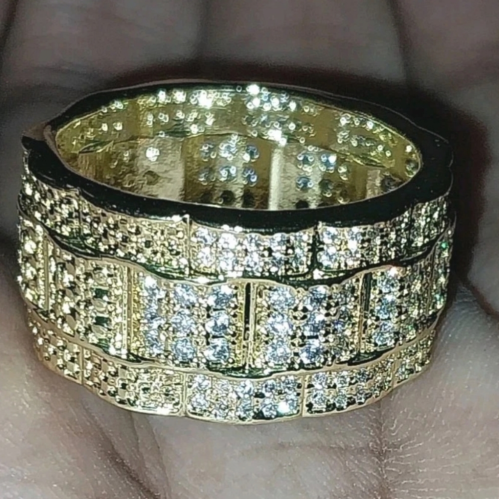 Exquisite Luxurious Micro Pave Cubic Zirconia Hip Hop Blinged Out Ring  For Men
